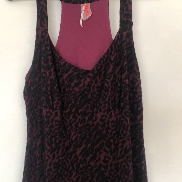 Free People Dresses & Skirts - Free People Dark Pink & Velvet Leopard Print Dress